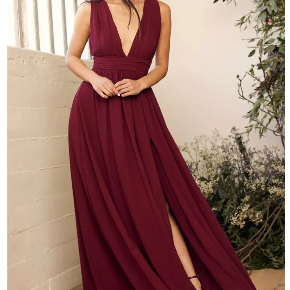 Lulus Heavenly Hues Burgundy Maxi Dress-New Never worn - Picture 1 of 7